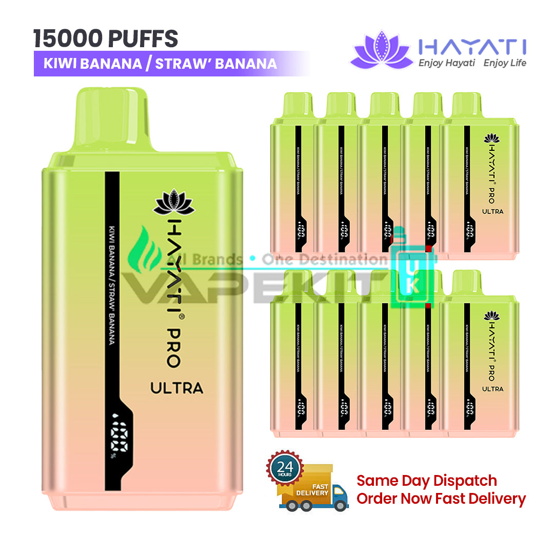 Kiwi Banana /Straw Banana Hayati Pro Ultra 15000 Puffs Disposable Vape