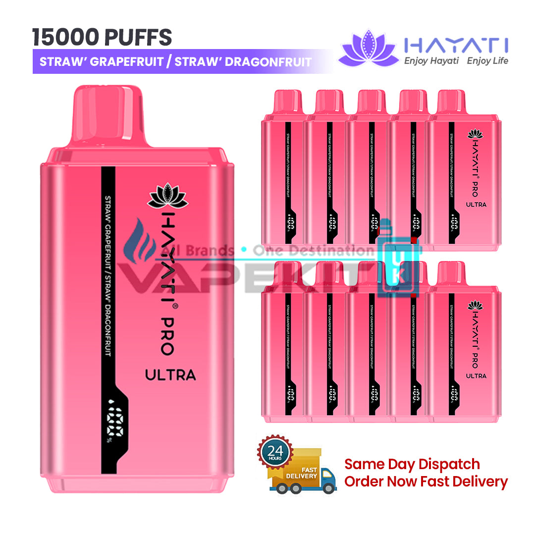 15000 Hayati Pro Ultra Straw'Grape Fruit/ Straw'Dragon Fruit Disposable Vape