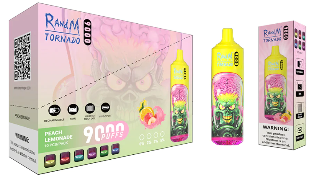 Randm Tornado Peach Lemonade 9000 Puff Bar 10 Pack £87.99 - Vape Store UK | Online Vape Shop | Disposable Vape Store | Ecig UK