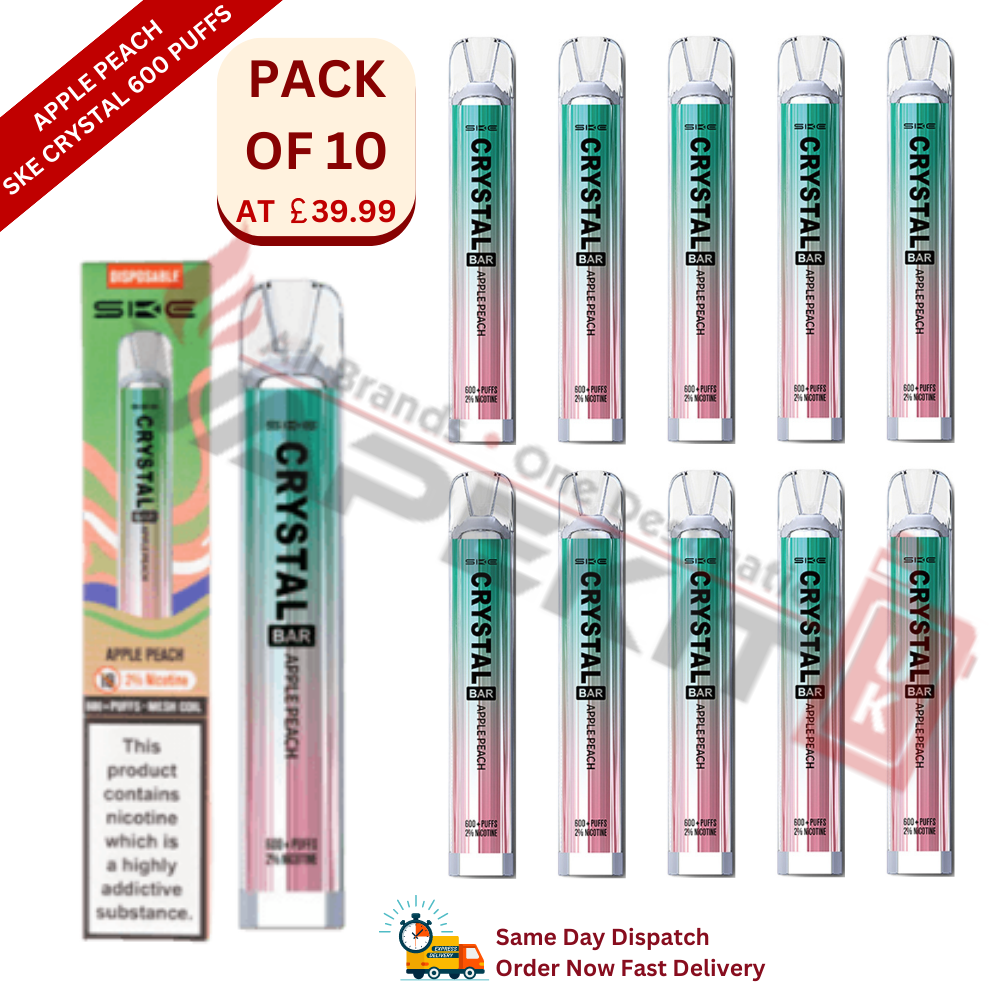 Crystal 600 Apple Peach SKE Crystal 600 Puffs Prefilled Vape Device 10 Pack