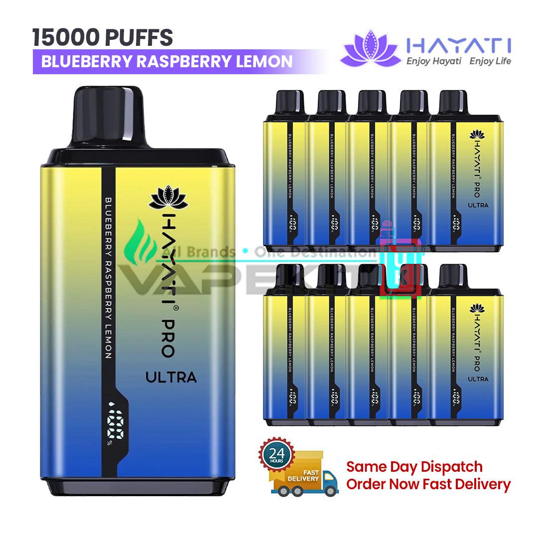 Hayati Pro Ultra 15k Puffs Blueberry Raspberry Lemon Disposable Vape