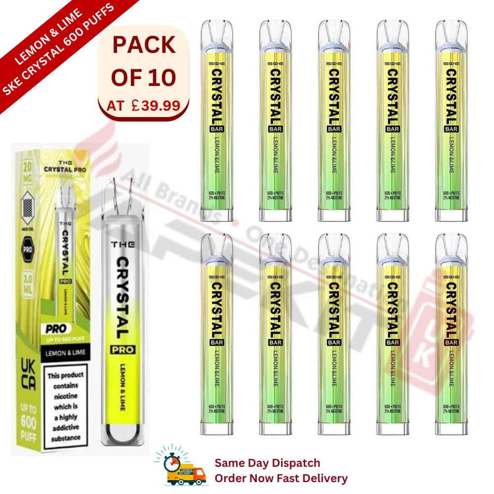 Crystal 600 Lemon & Lime SKE Crystal 600 Puffs Disposable Vape Device 10 Pack