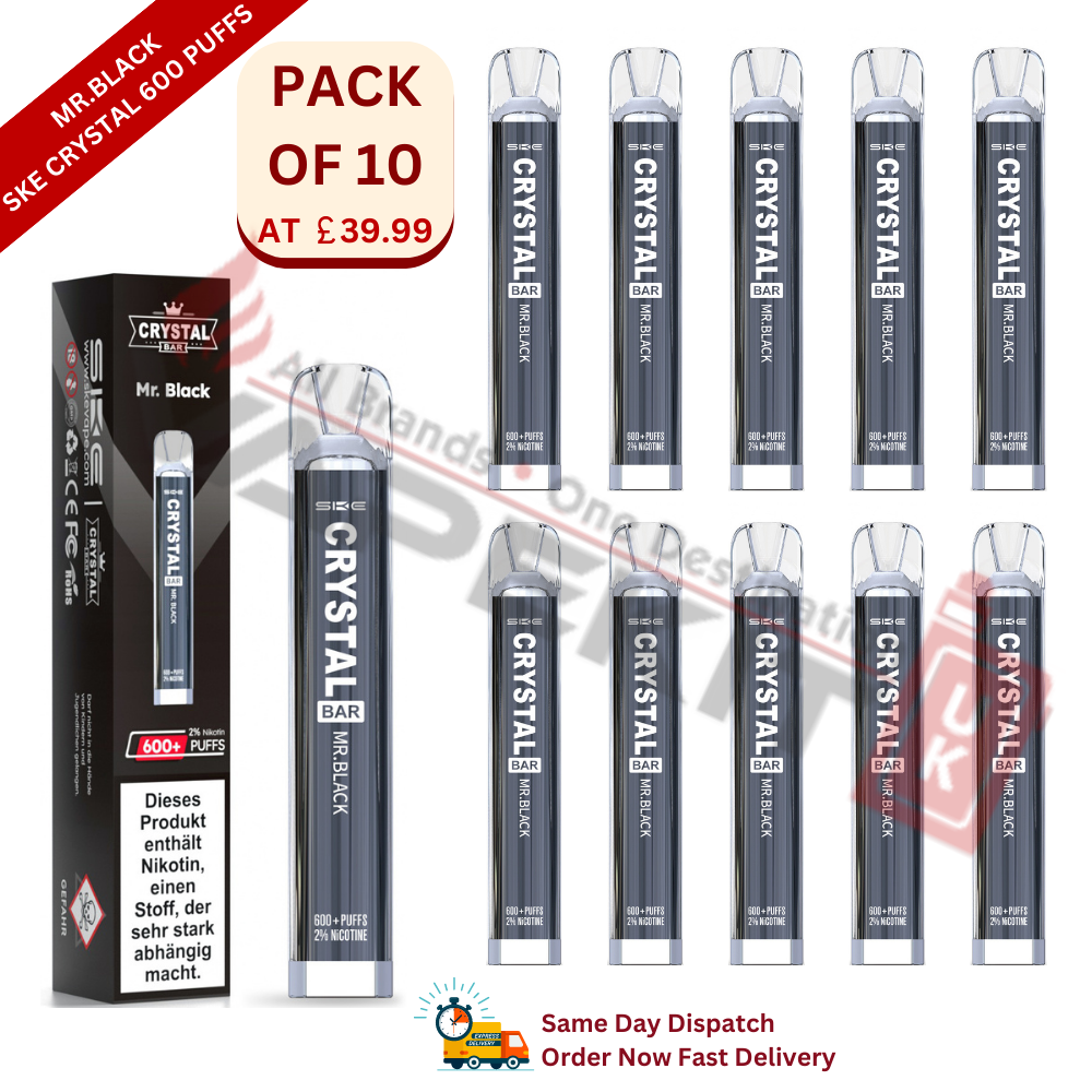 Mr Black SKE Crystal 600 Puffs Disposable Vape Device 10 Pack - Vape Store UK | Online Vape Shop | Disposable Vape Store | Ecig UK