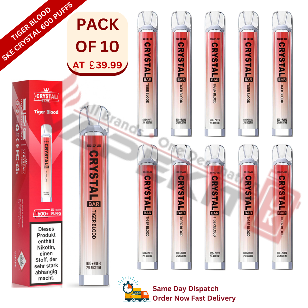 Tiger Blood SKE Crystal 600 Puffs Disposable Vape Device 10 Pack - Vape Store UK | Online Vape Shop | Disposable Vape Store | Ecig UK