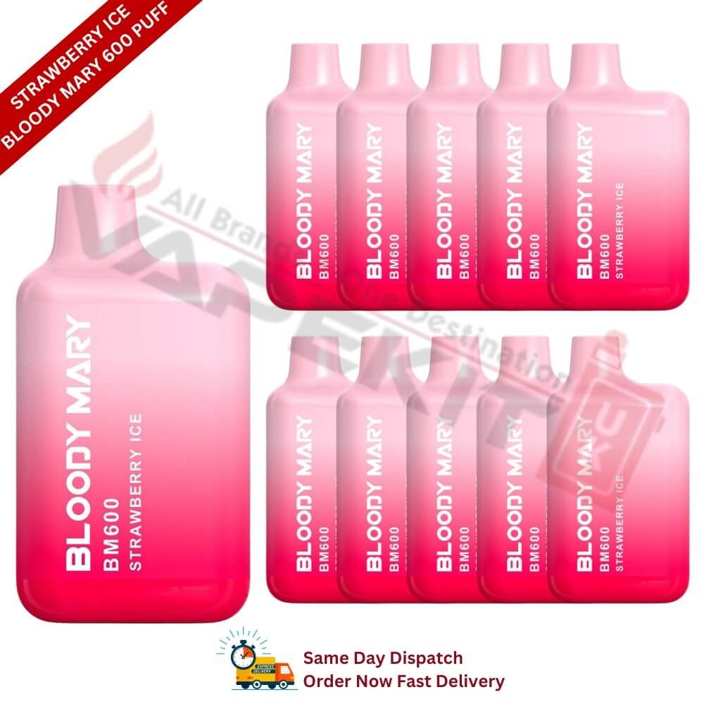 Strawberry Ice Bloody Mary 600Puff Box of 10 - Vape Store UK | Online Vape Shop | Disposable Vape Store | Ecig UK