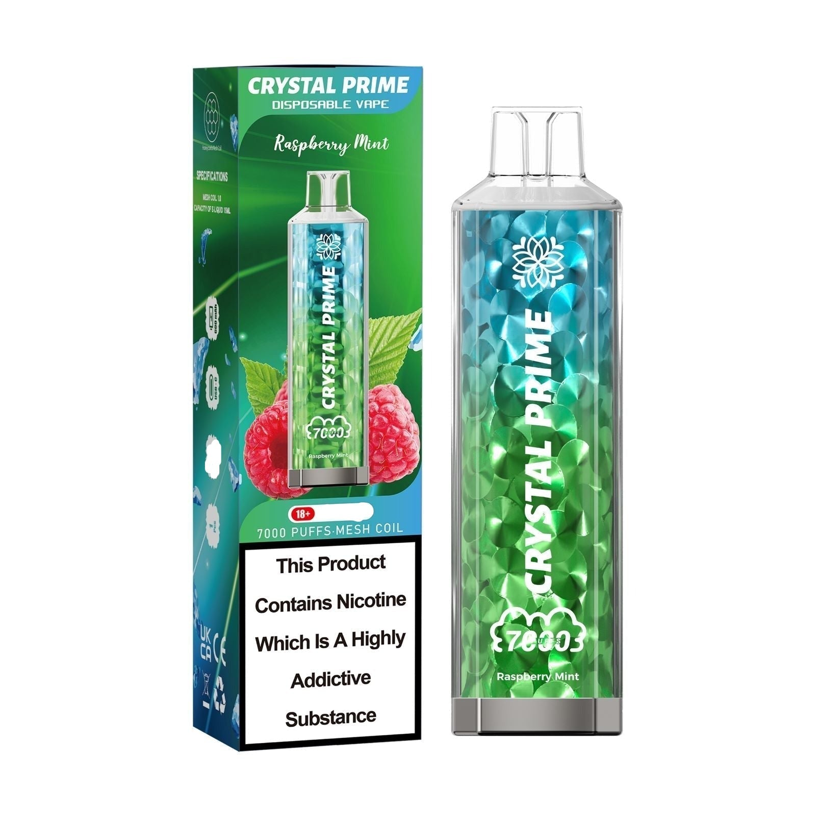 Raspberry Mint Crystal Prime 7000 Puffs - Vape Store UK | Online Vape Shop | Disposable Vape Store | Ecig UK