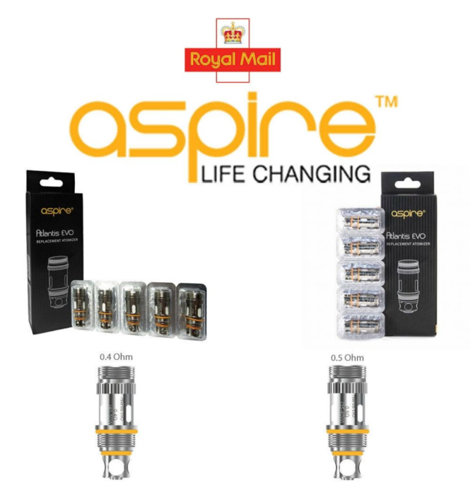 ASPIRE ATLANTIS EVO 0.4 & 0.5 Ohm COILS - Vape Store UK | Online Vape Shop | Disposable Vape Store | Ecig UK