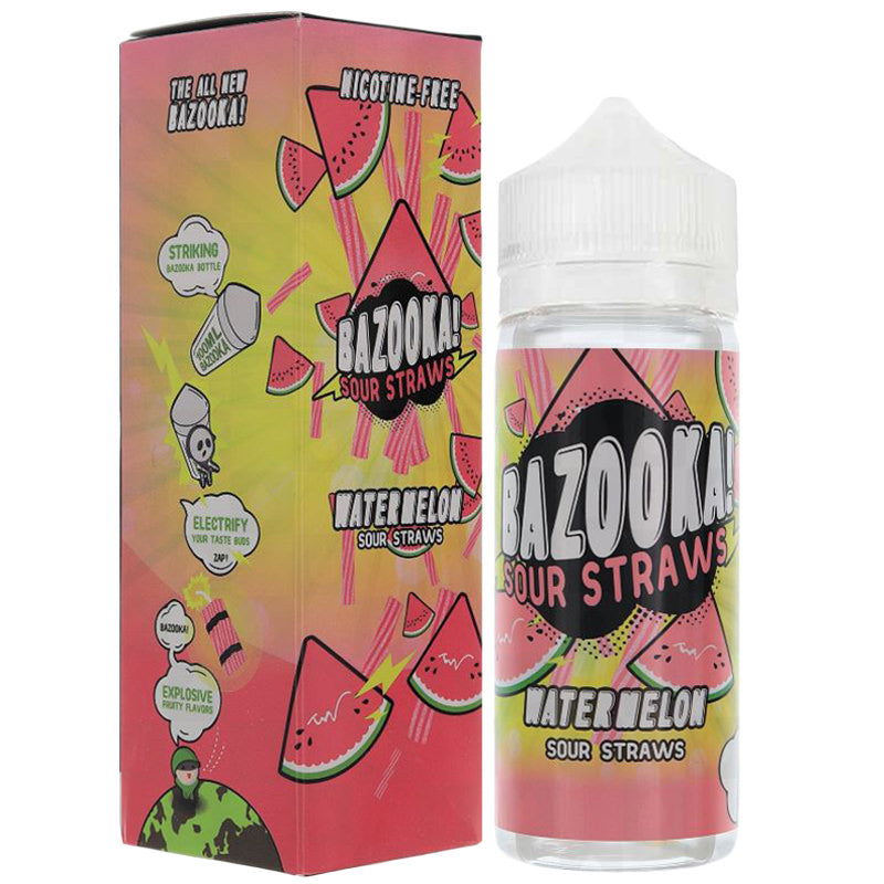 Bazooka e Liquid Sour Straws 100ml Vape Juice 0 Mg 3 Mg 6 Mg Made in USA - Vapkituk